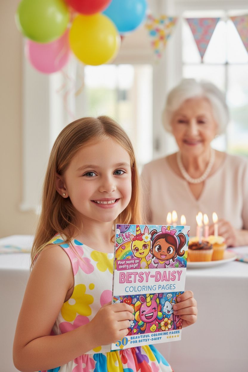 Betsy-Daisy coloring book in use