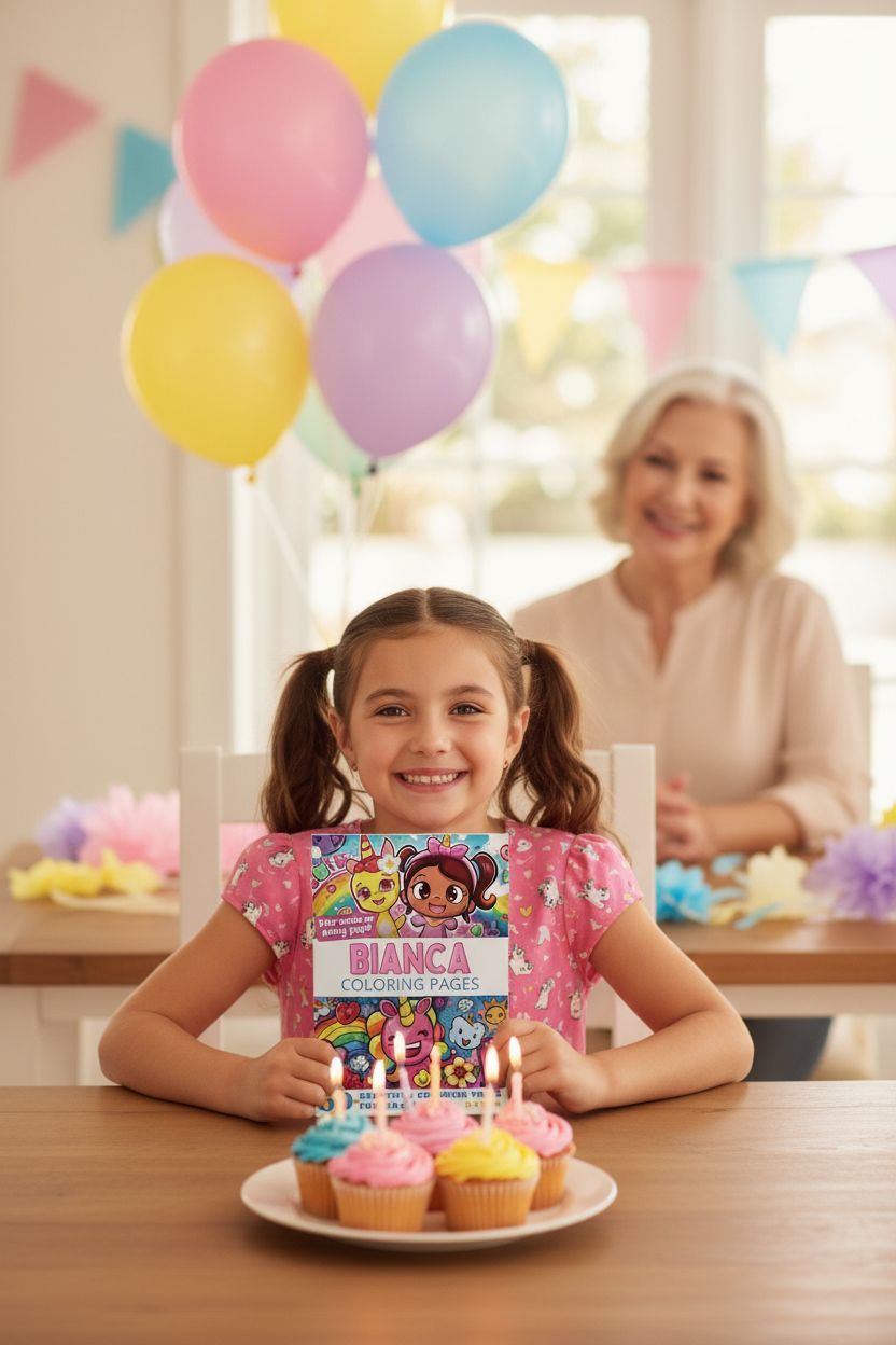 Bianca coloring book in use