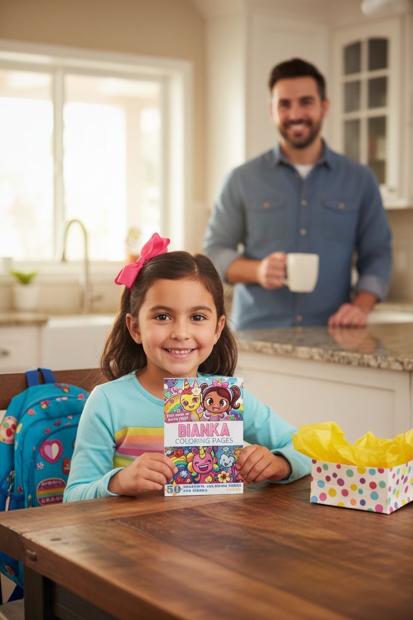 Bianka coloring book in use