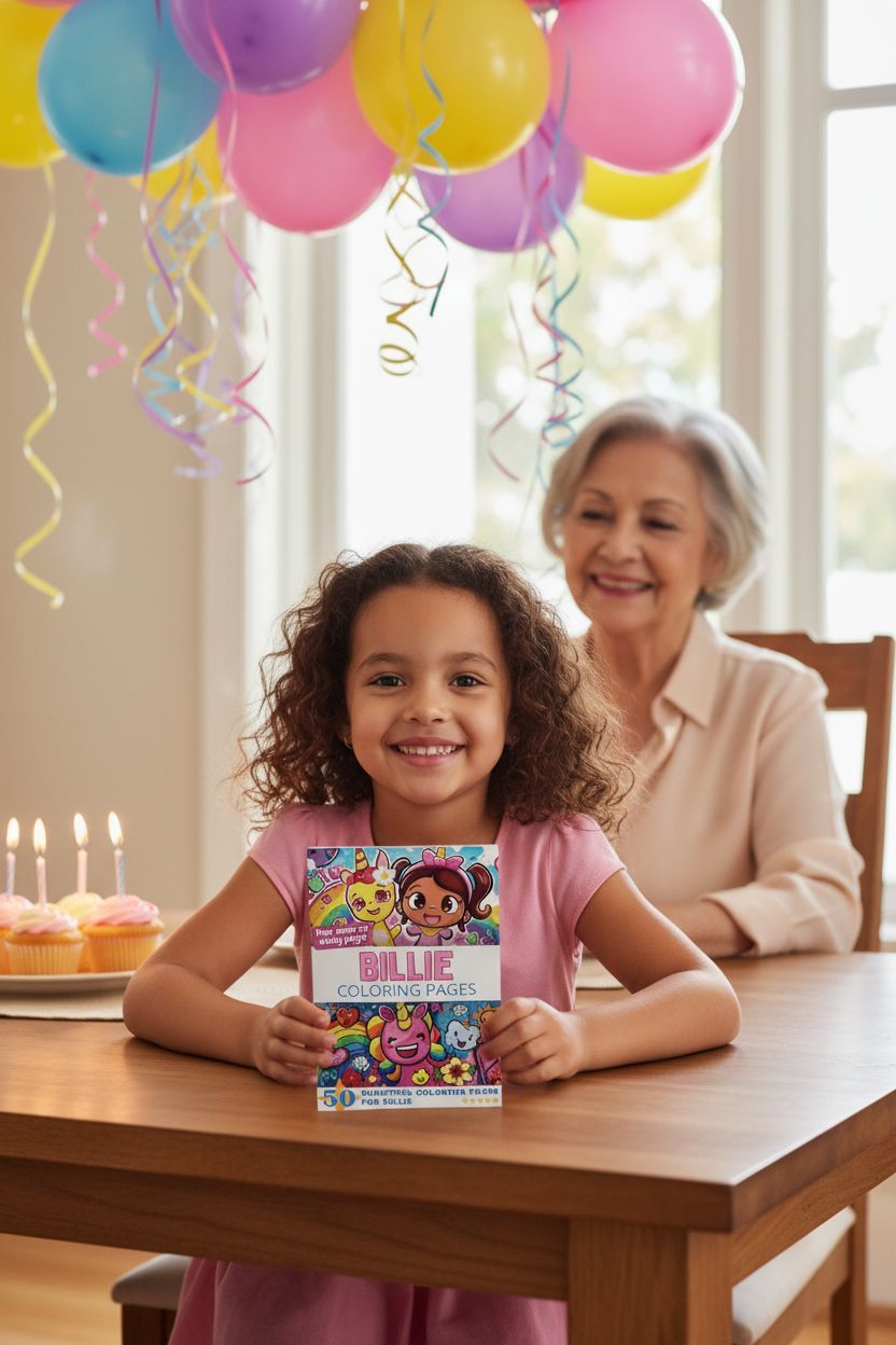 Billie coloring book in use