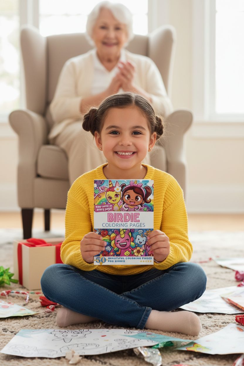 Birdie coloring book in use