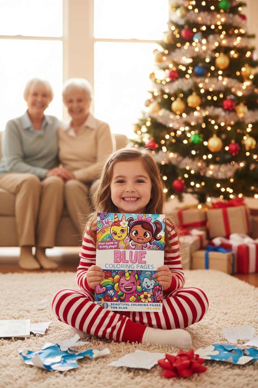 Blue Christmas coloring pages gift