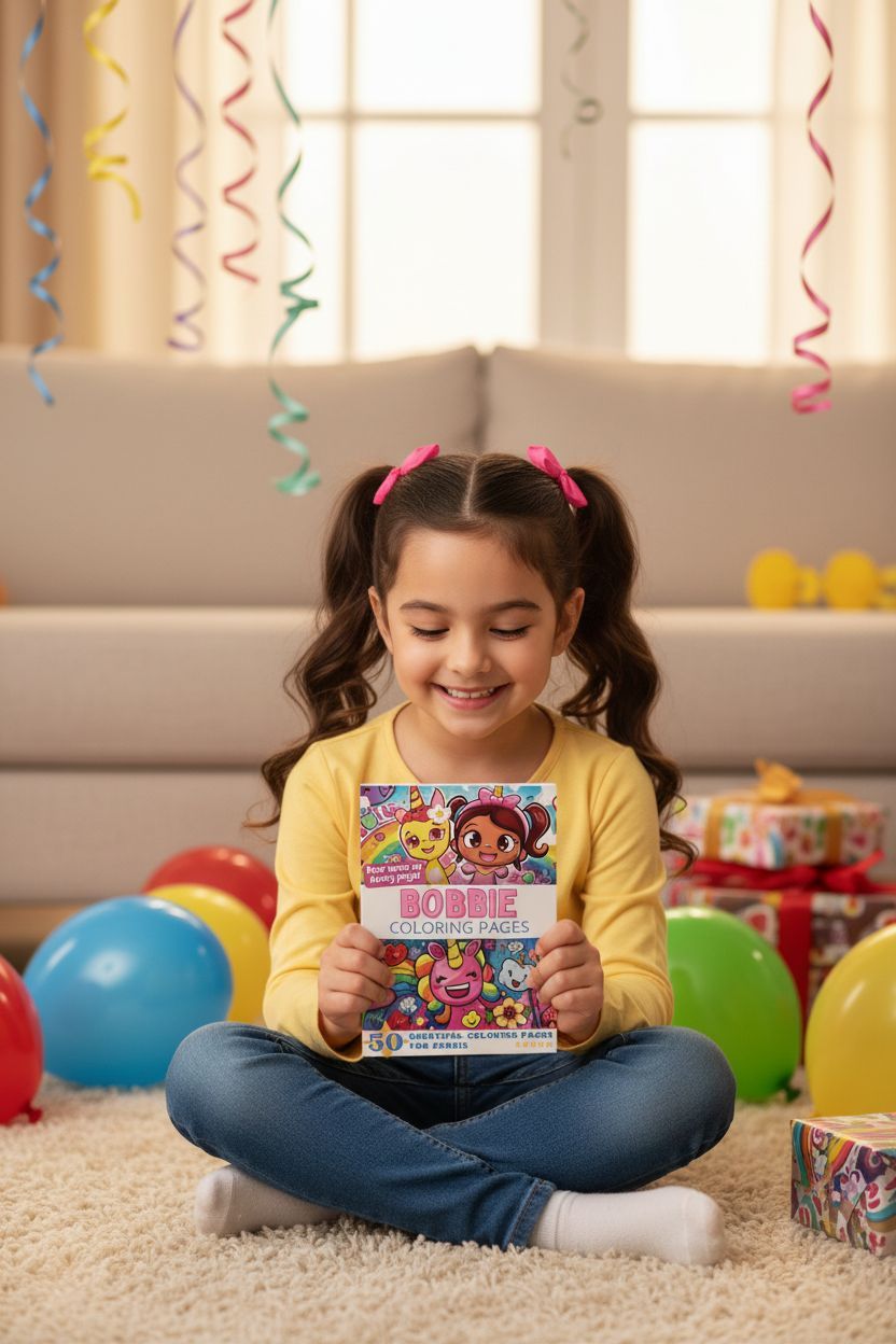 Bobbie coloring book in use