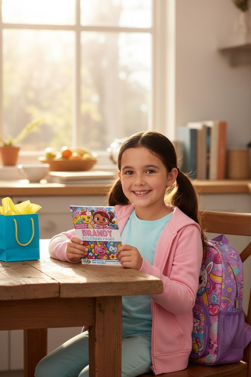 Brandy coloring book in use