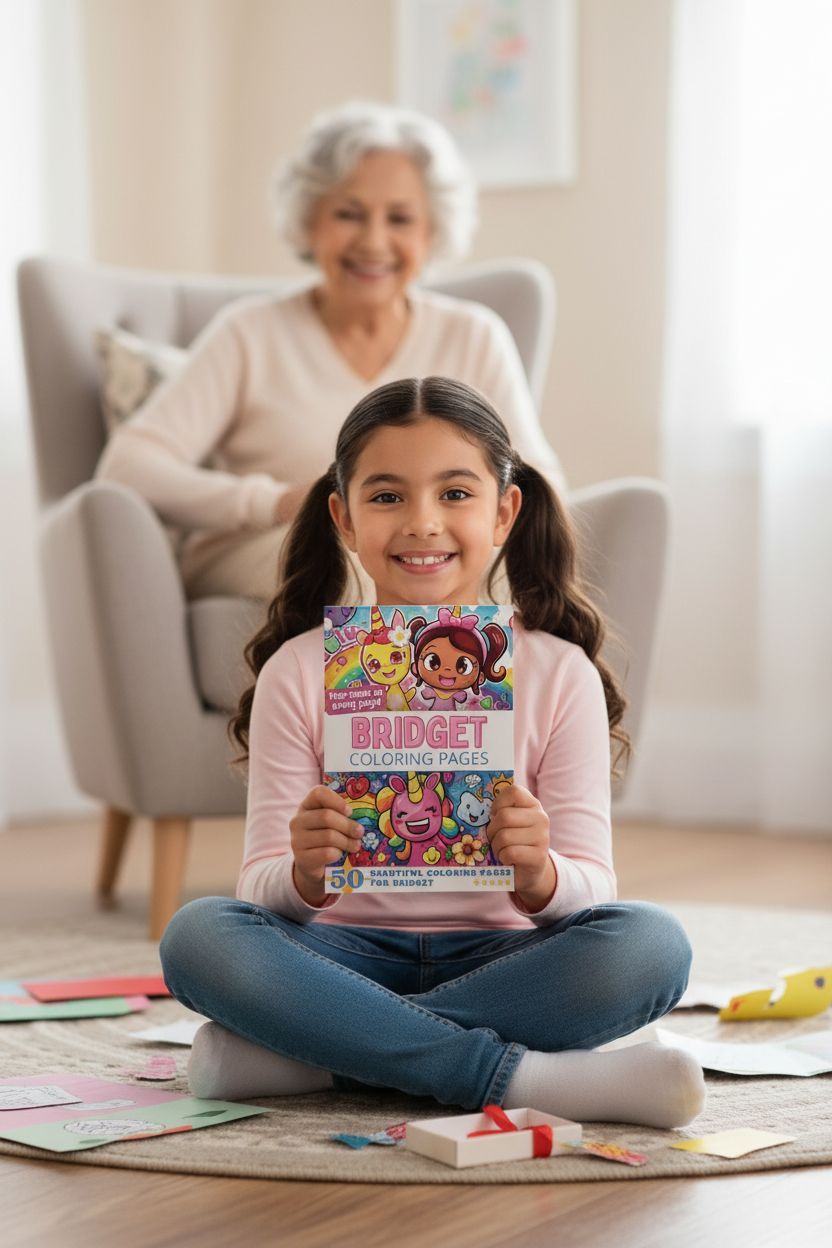 Bridget coloring book in use