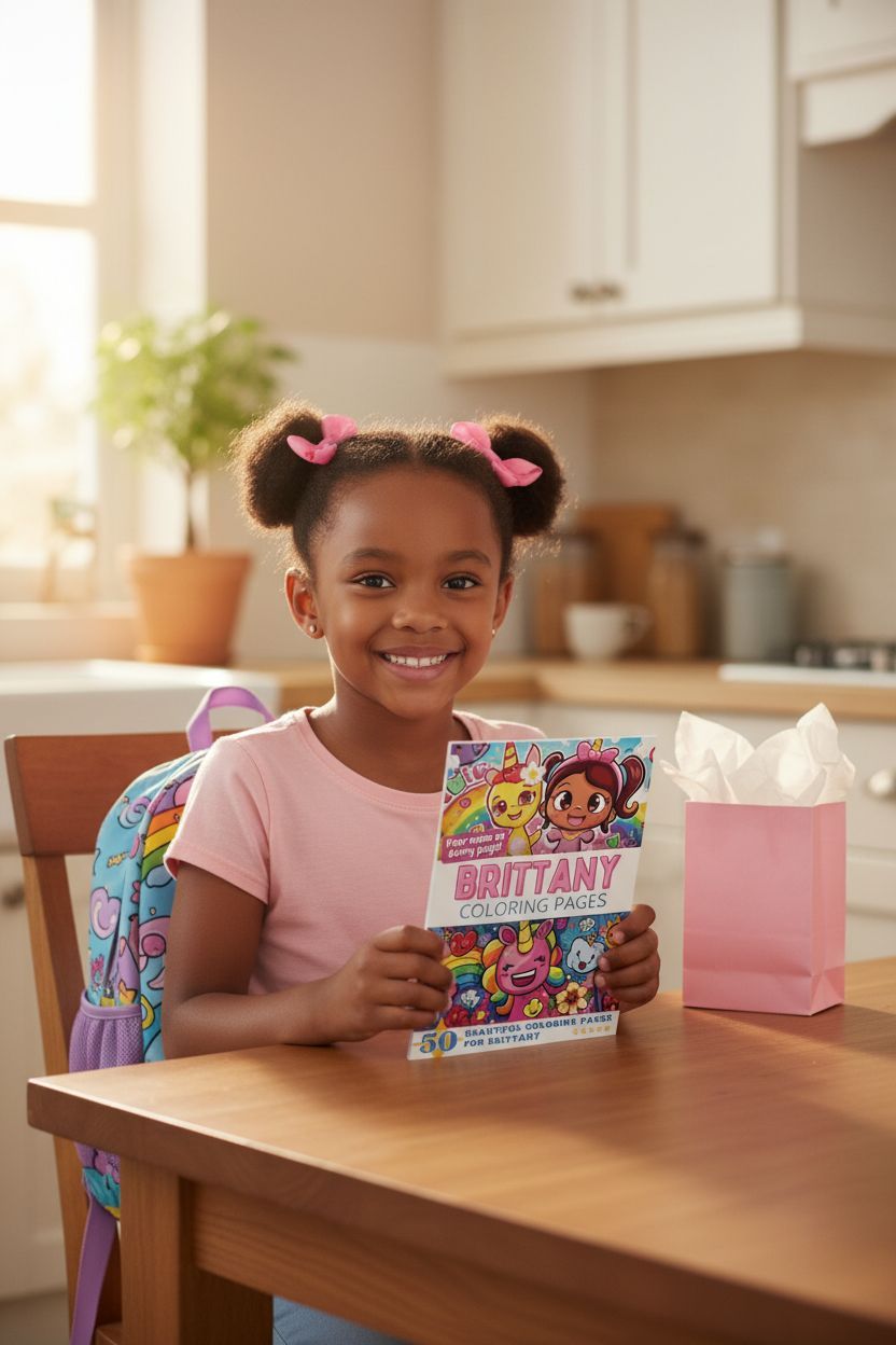 Brittany coloring book in use