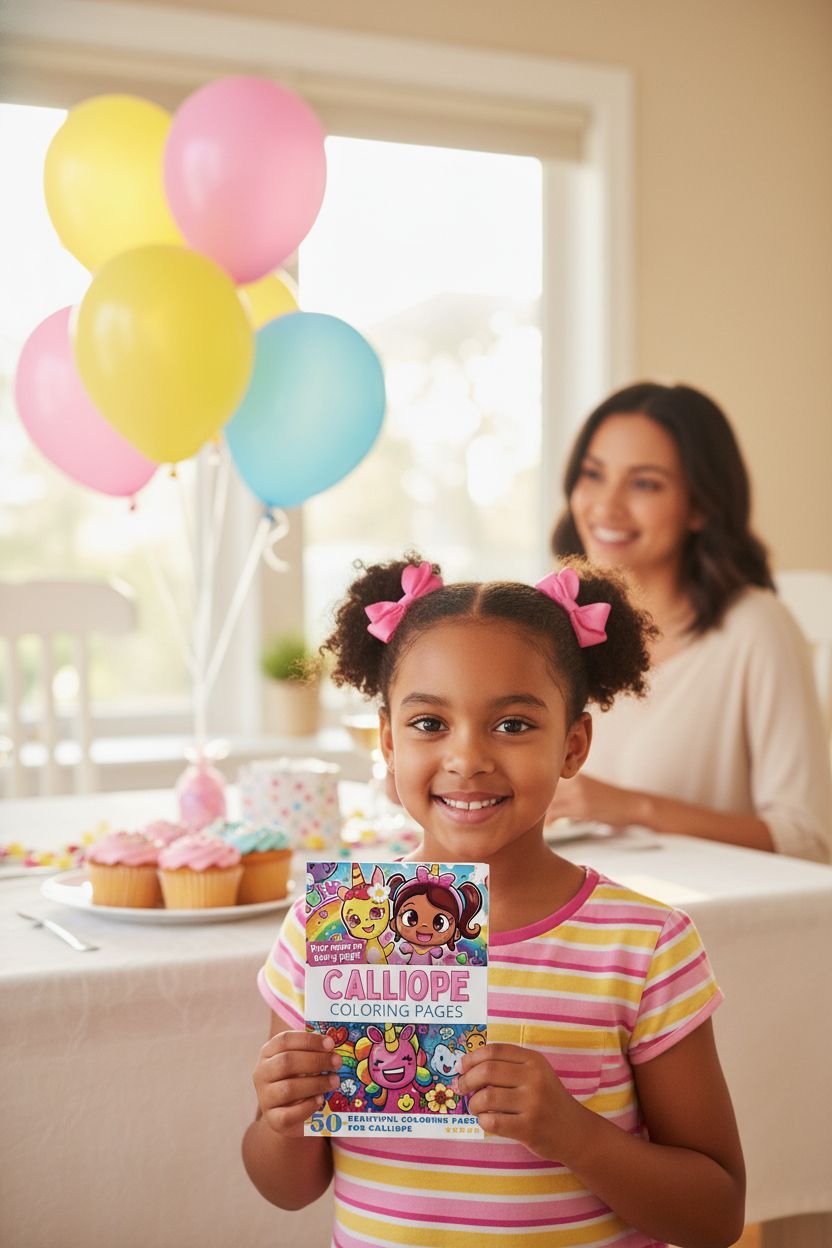 Calliope coloring book in use