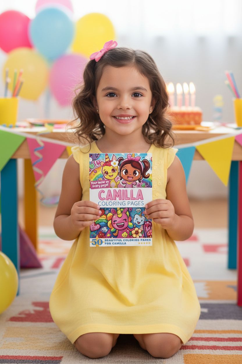 Camilla coloring book in use