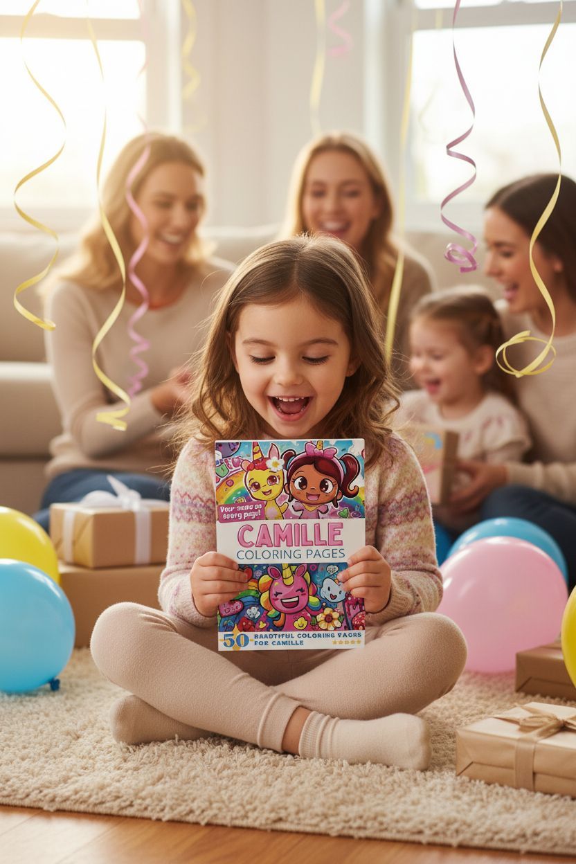 Camille coloring book in use