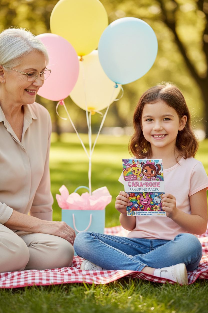 Cara-Rose coloring book in use