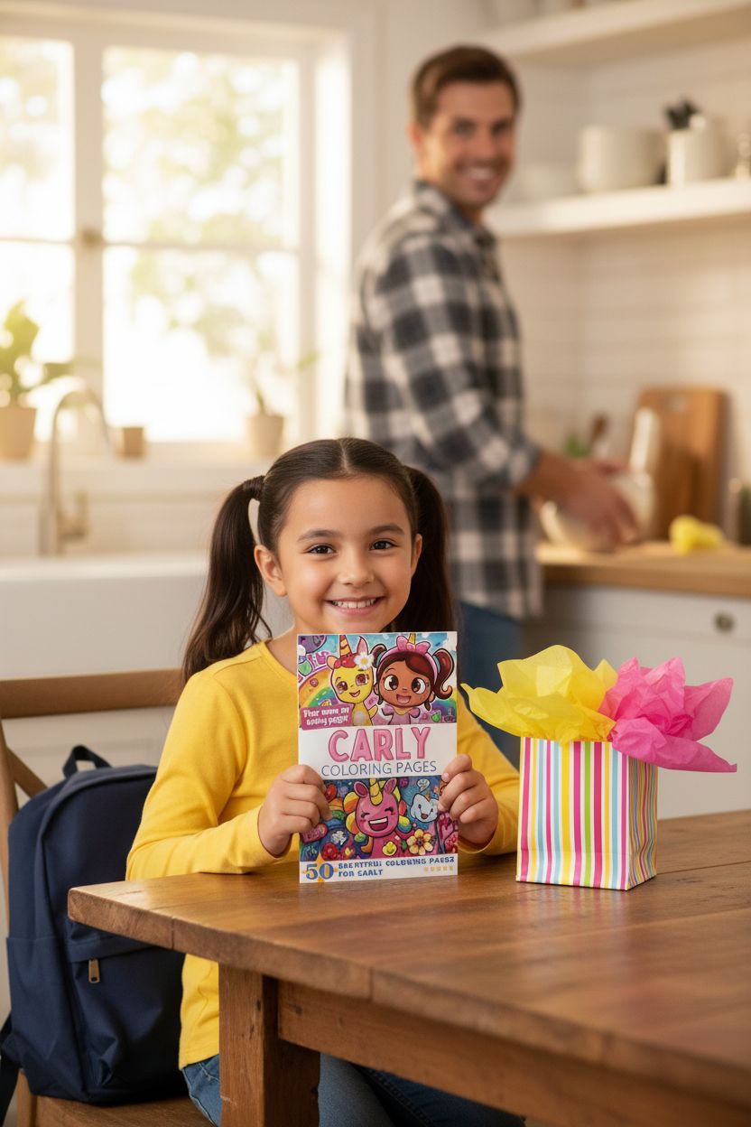 Carly coloring book in use