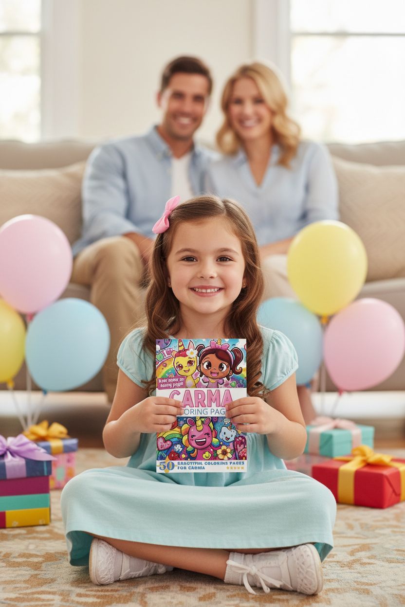 Carma coloring book in use