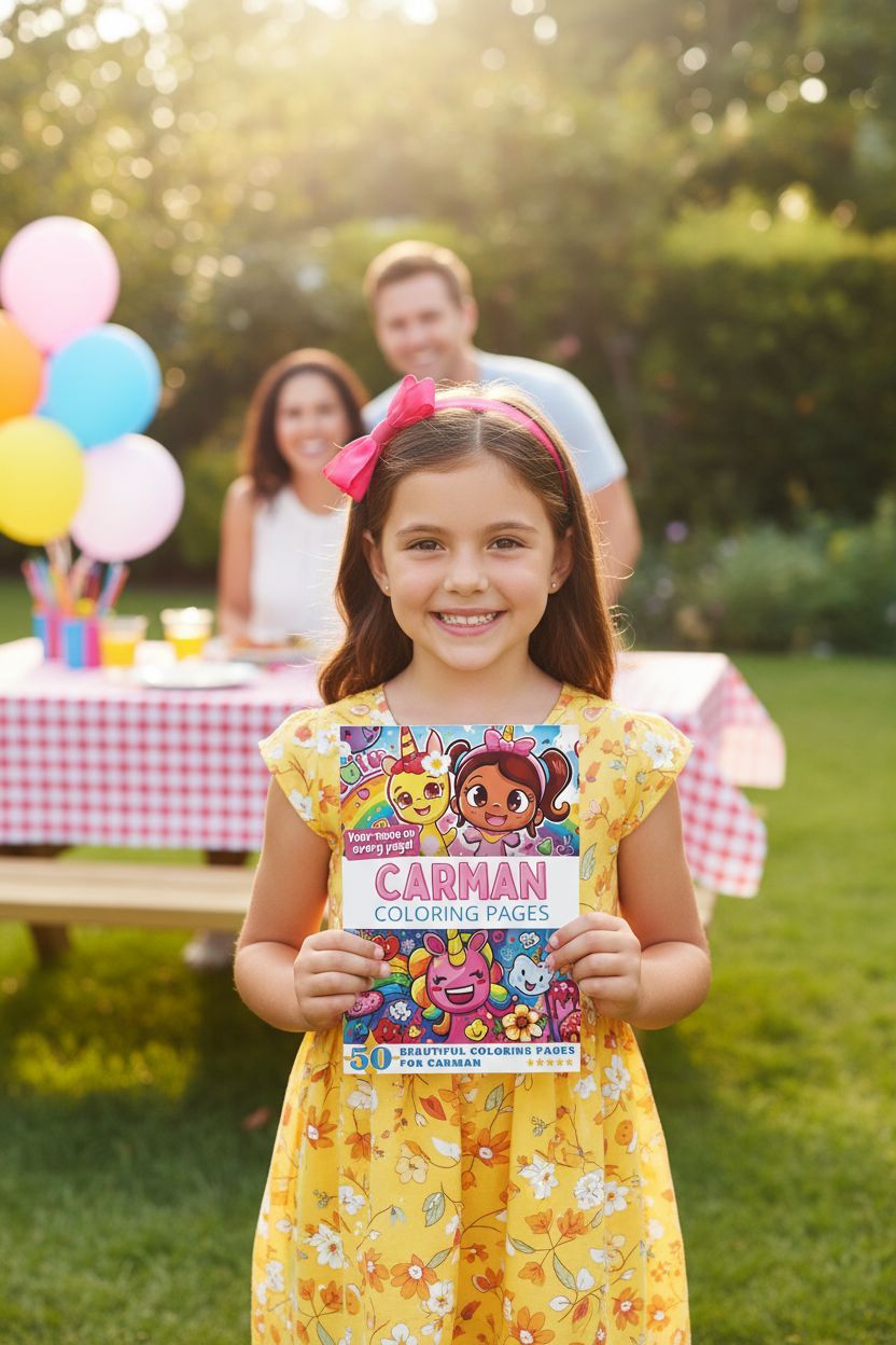 Carman coloring book in use