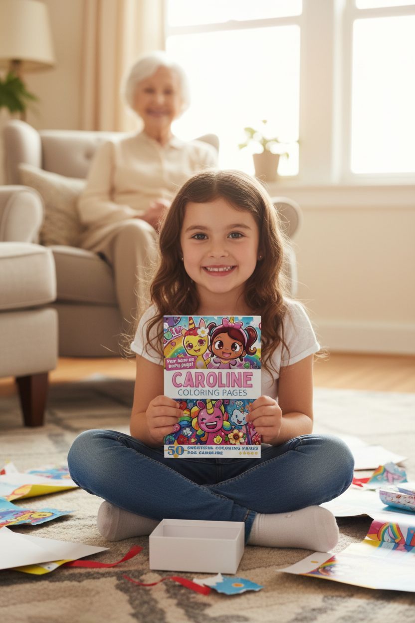 Caroline coloring book in use