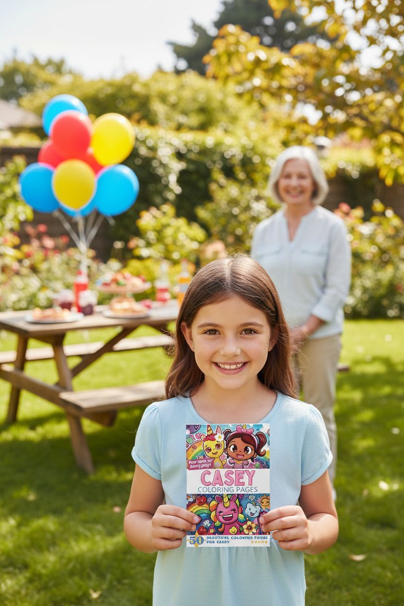 Casey coloring book in use