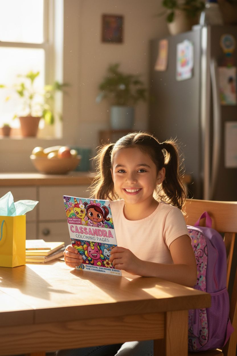 Cassandra coloring book in use