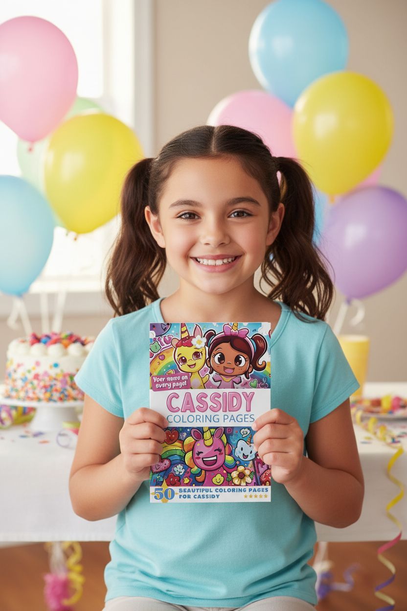 Cassidy coloring book in use