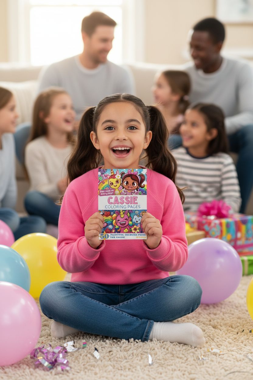 Cassie coloring book in use