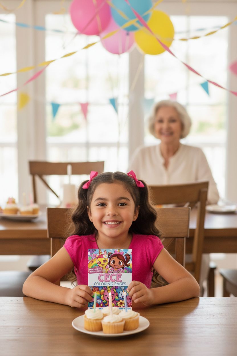 Cece coloring book in use