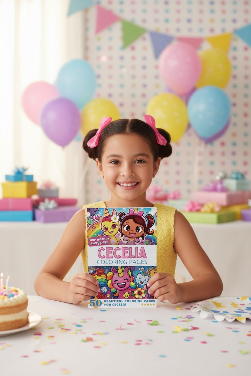 Cecelia coloring book in use