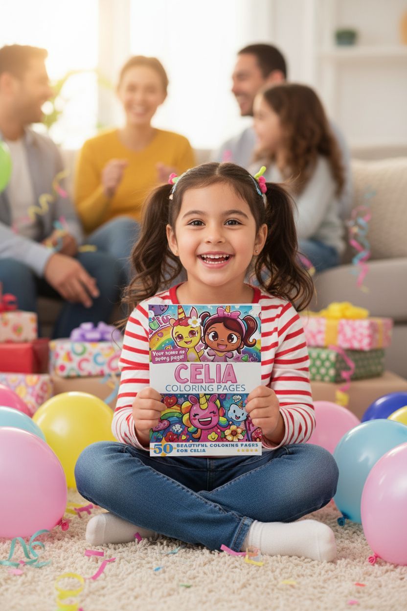 Celia coloring book in use