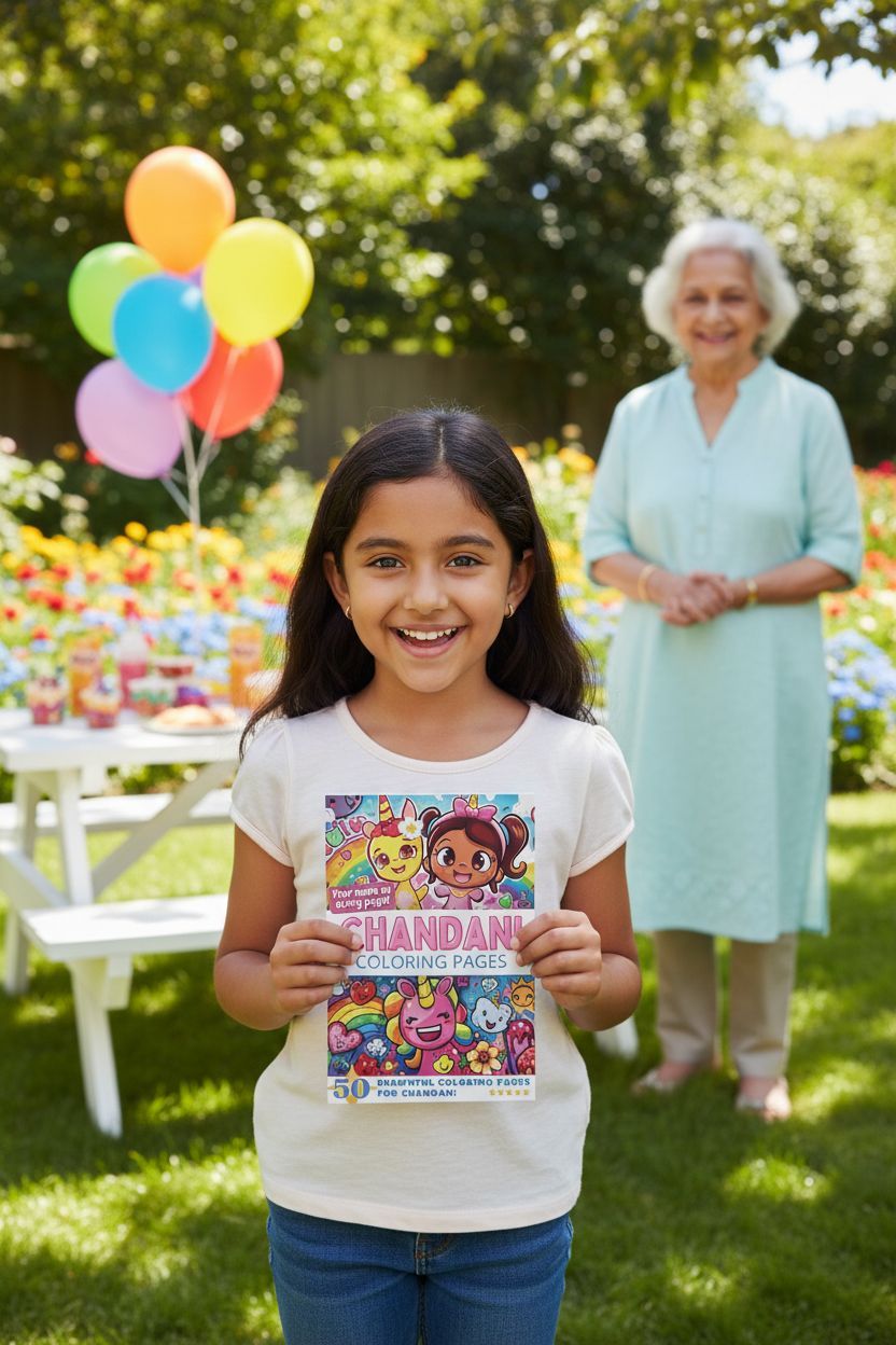 Chandani coloring book in use