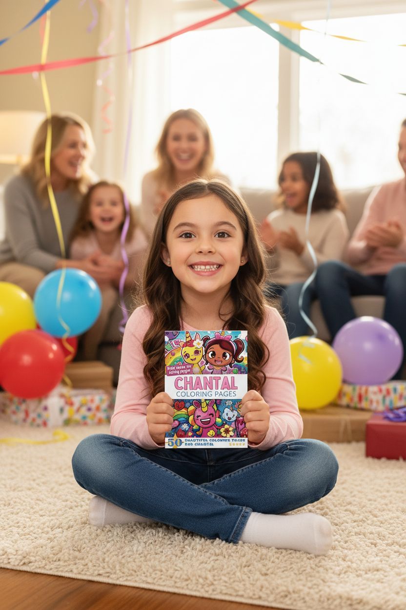 Chantal coloring book in use