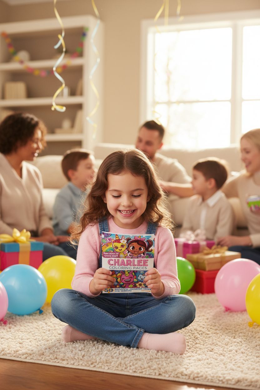 Charlee coloring book in use