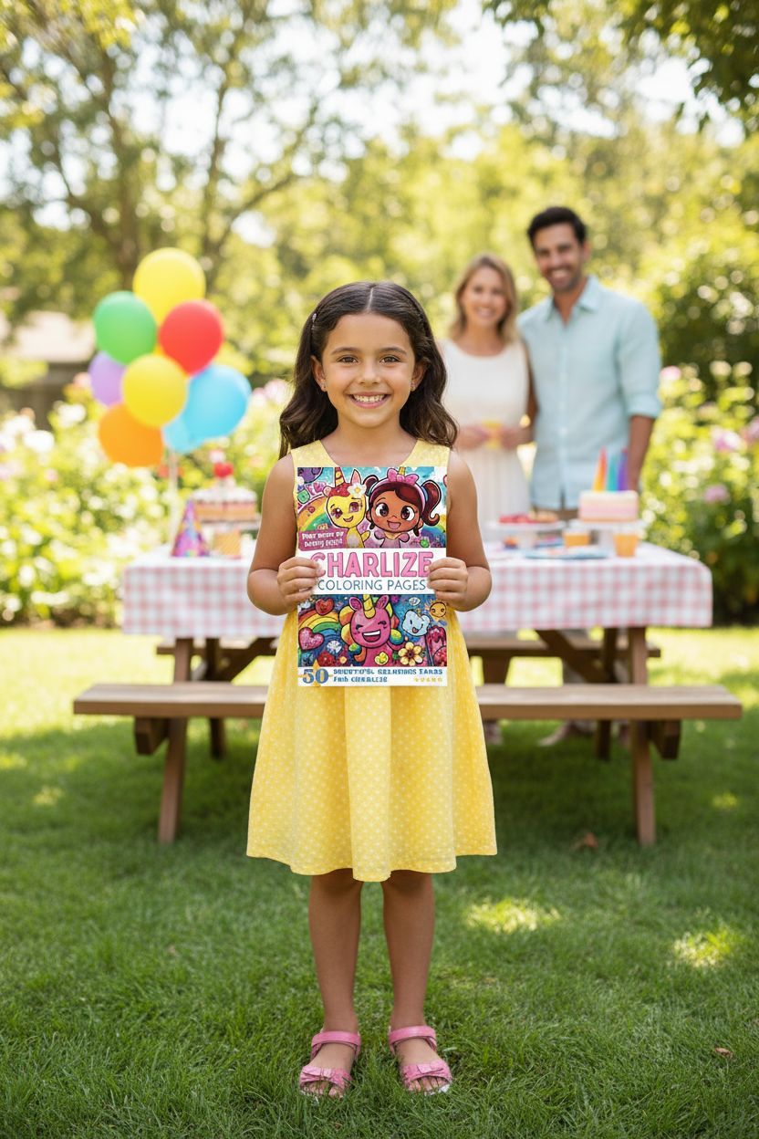 Charlize coloring book in use