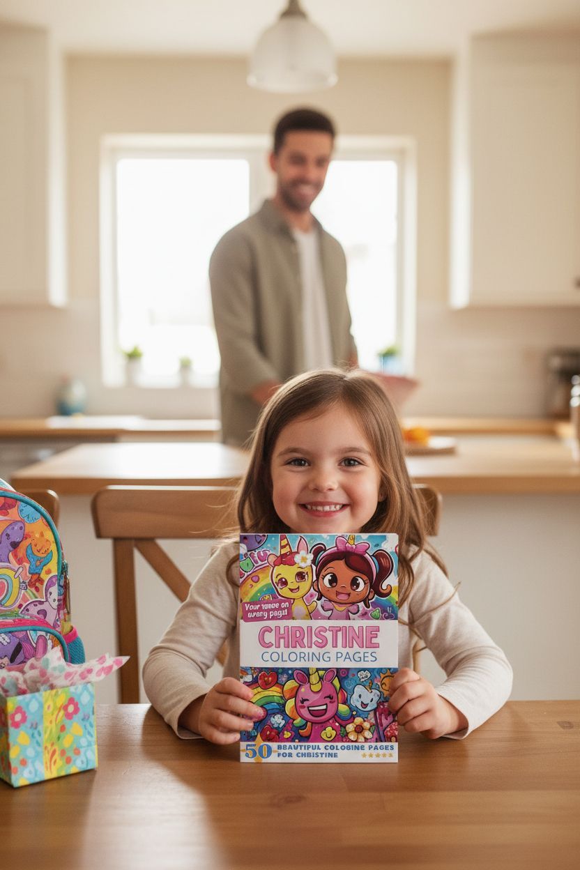 Christine coloring book in use