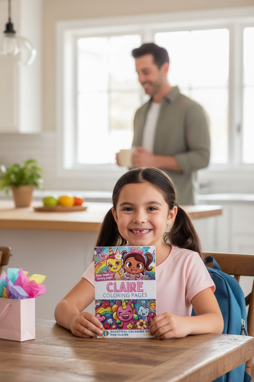 Claire coloring book in use