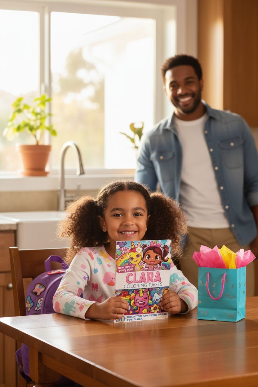 Clara coloring book in use