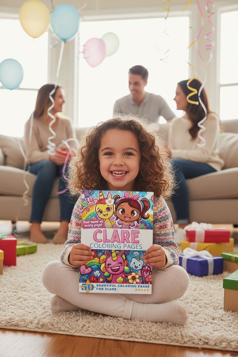 Clare coloring book in use