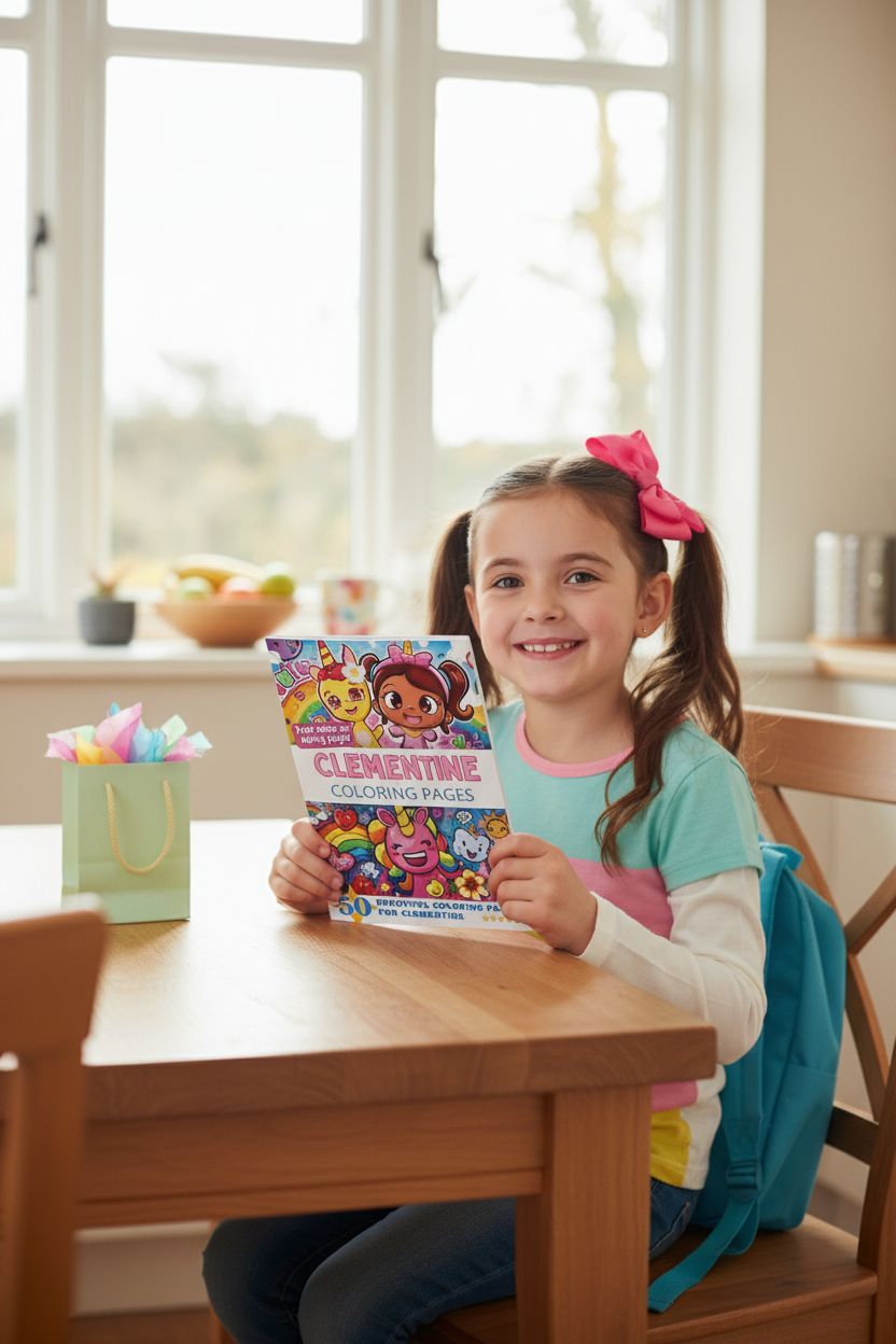 Clementine coloring book in use