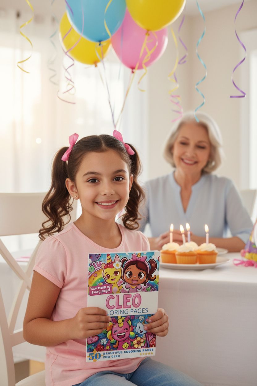 Cleo coloring book in use