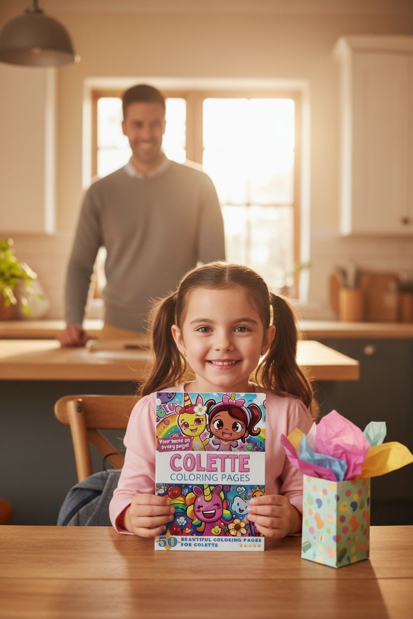 Colette coloring book in use