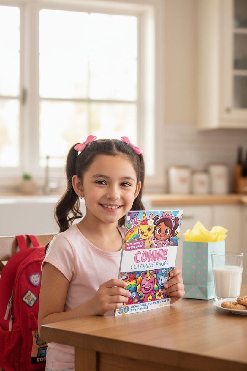 Connie coloring book in use