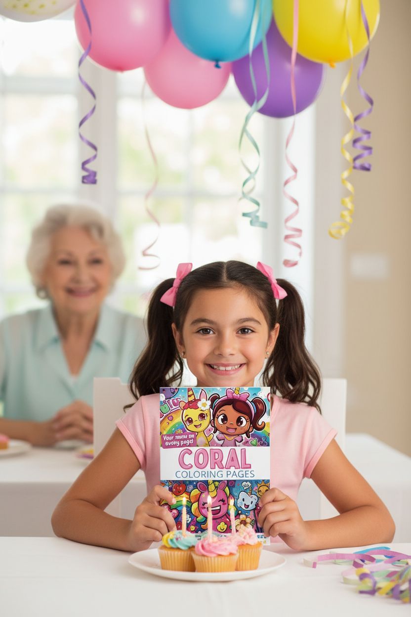 Coral coloring book in use