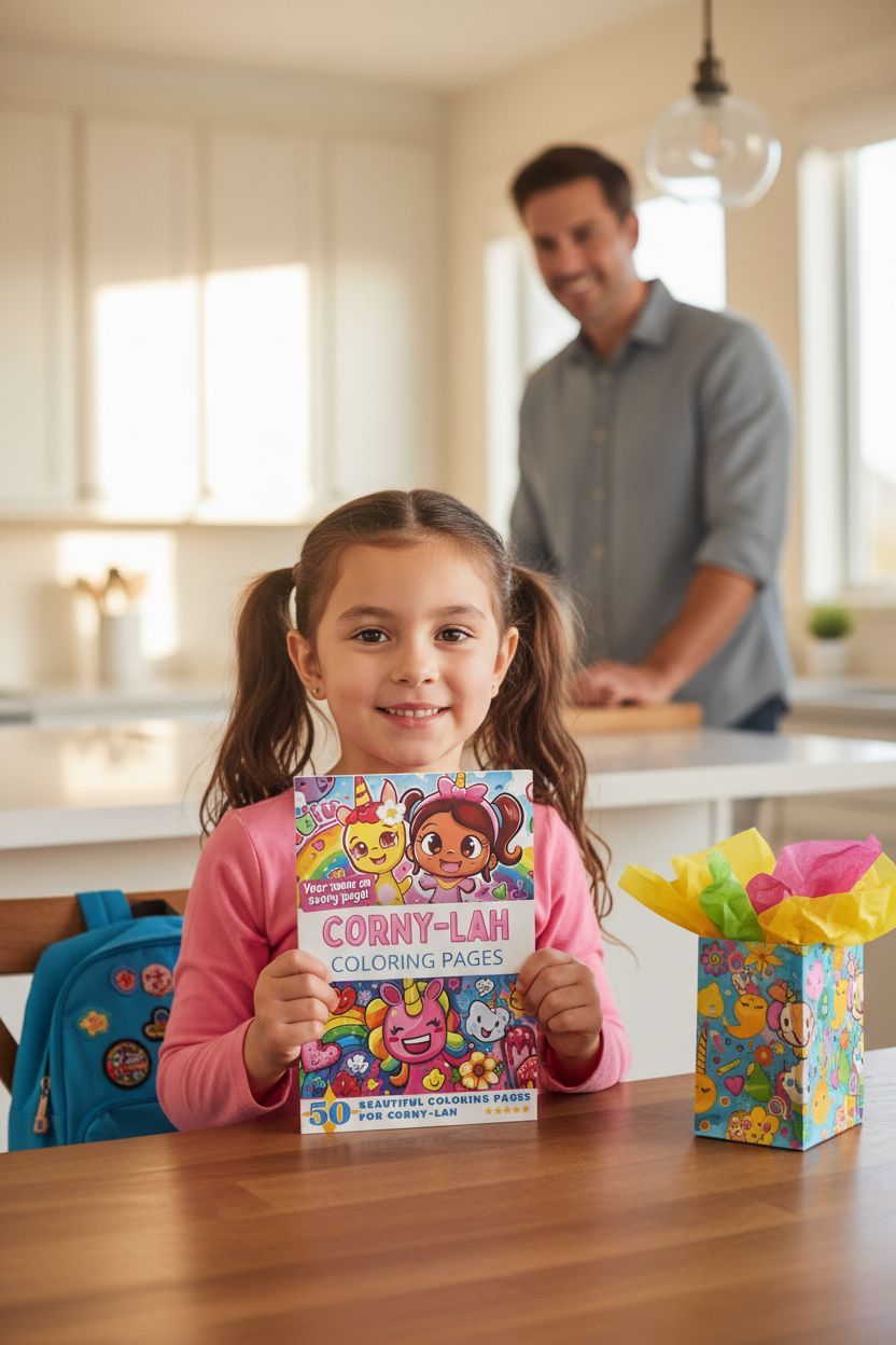 Corny-Lah coloring book in use