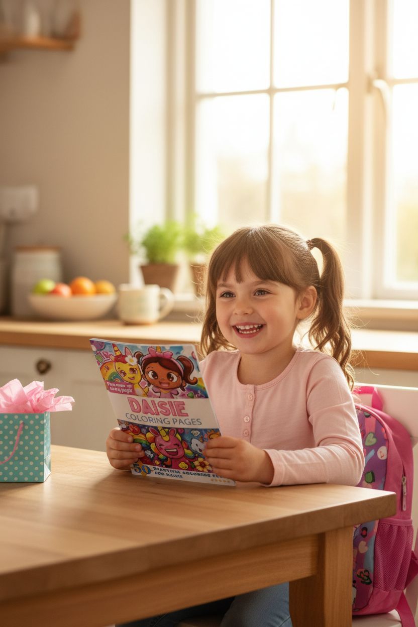 Daisie coloring book in use