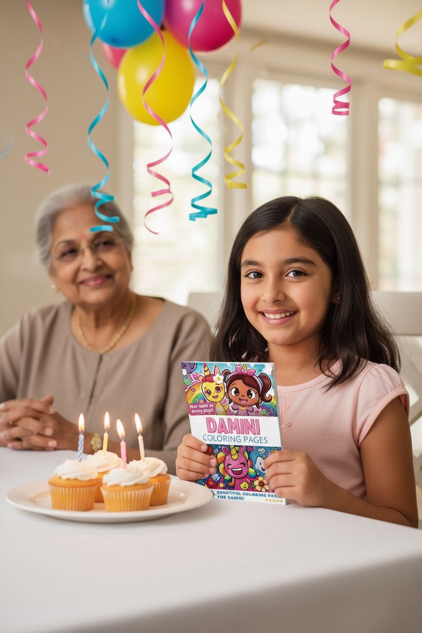 Damini coloring book in use