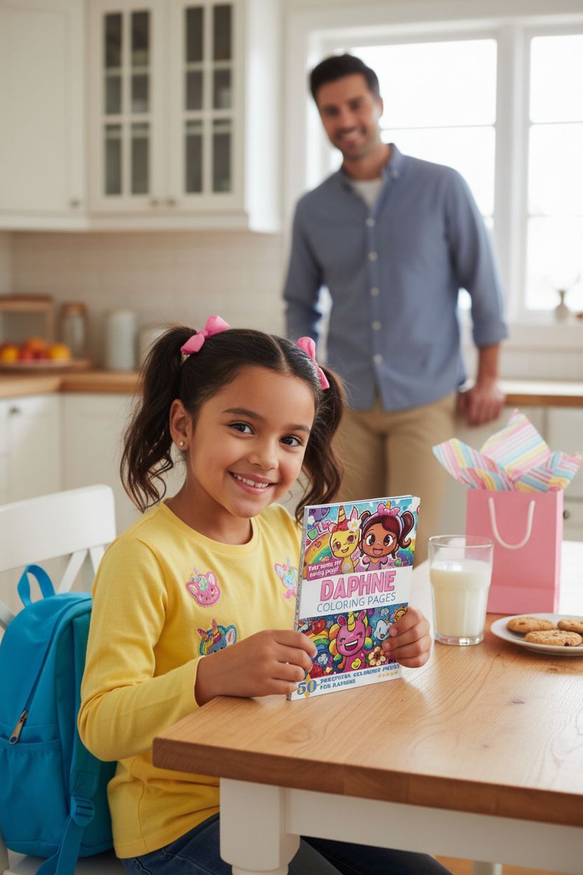 Daphne coloring book in use