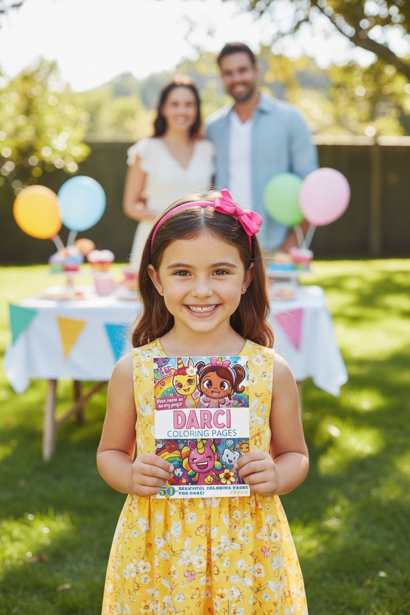 Darci coloring book in use