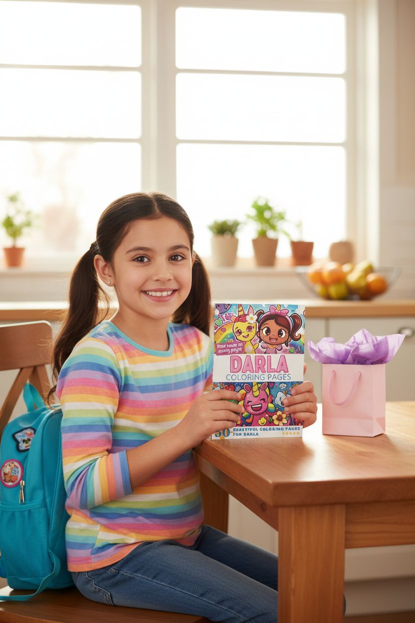 Darla coloring book in use