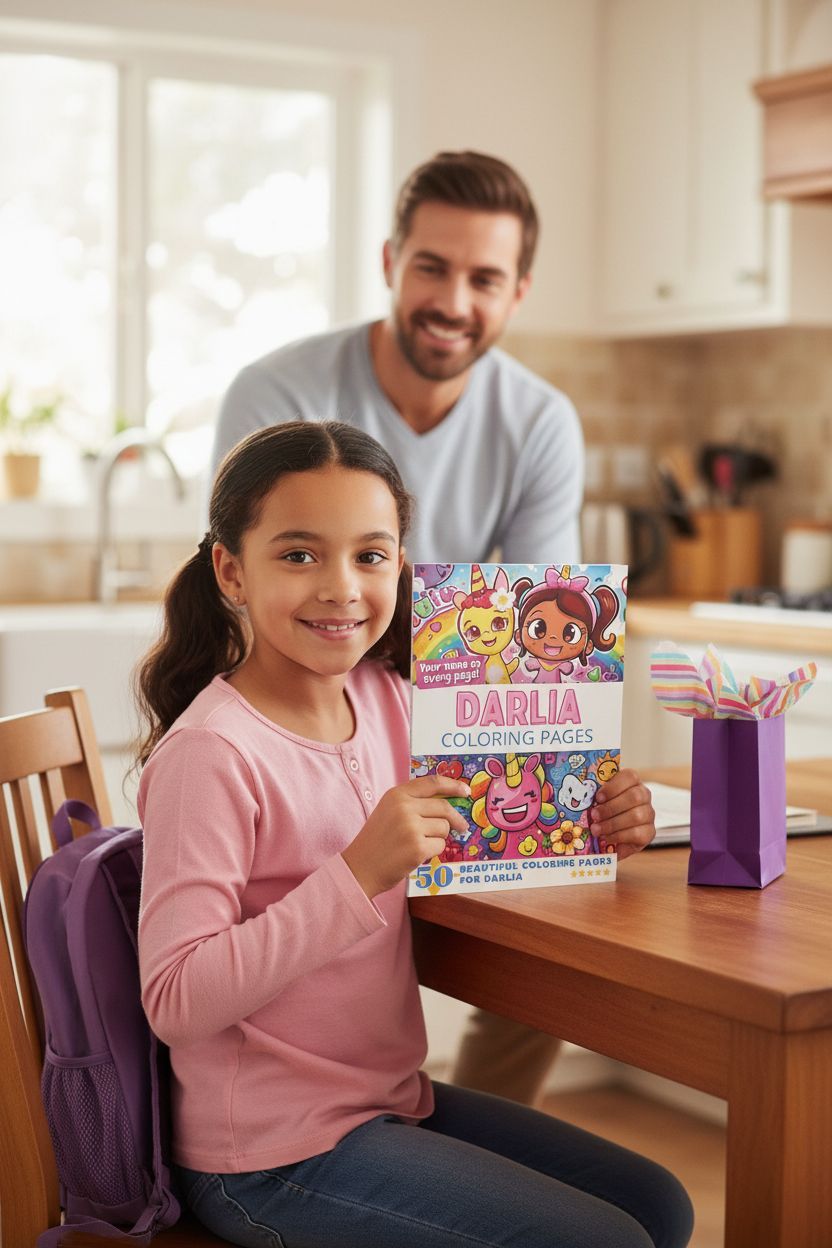 Darlia coloring book in use