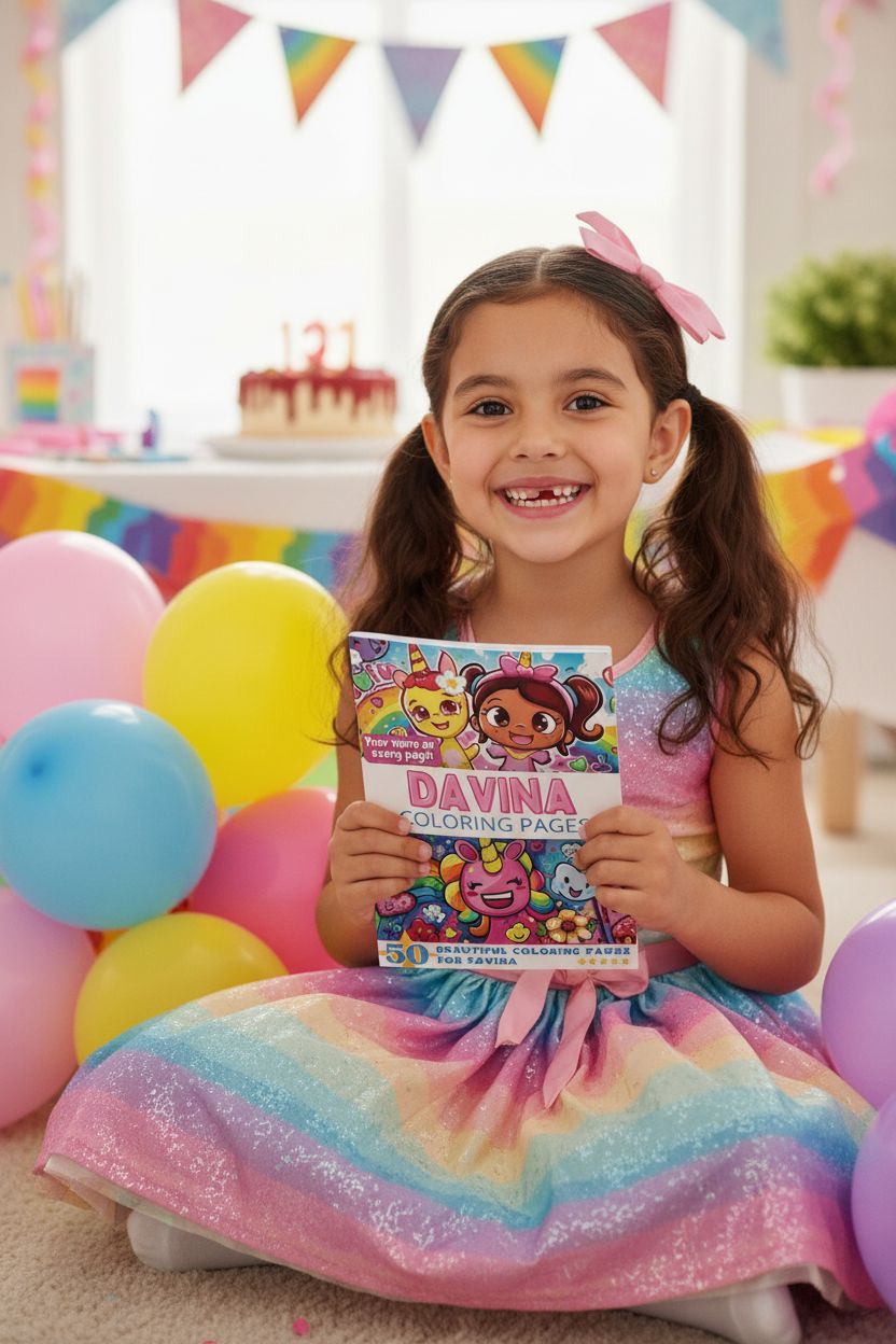 Davina coloring book in use