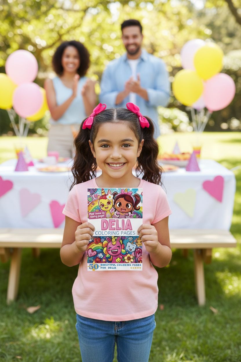 Delia coloring book in use