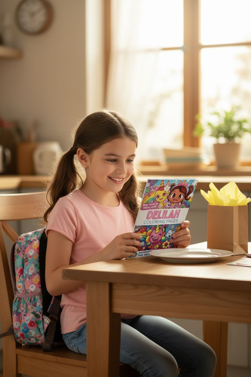 Delilah coloring book in use