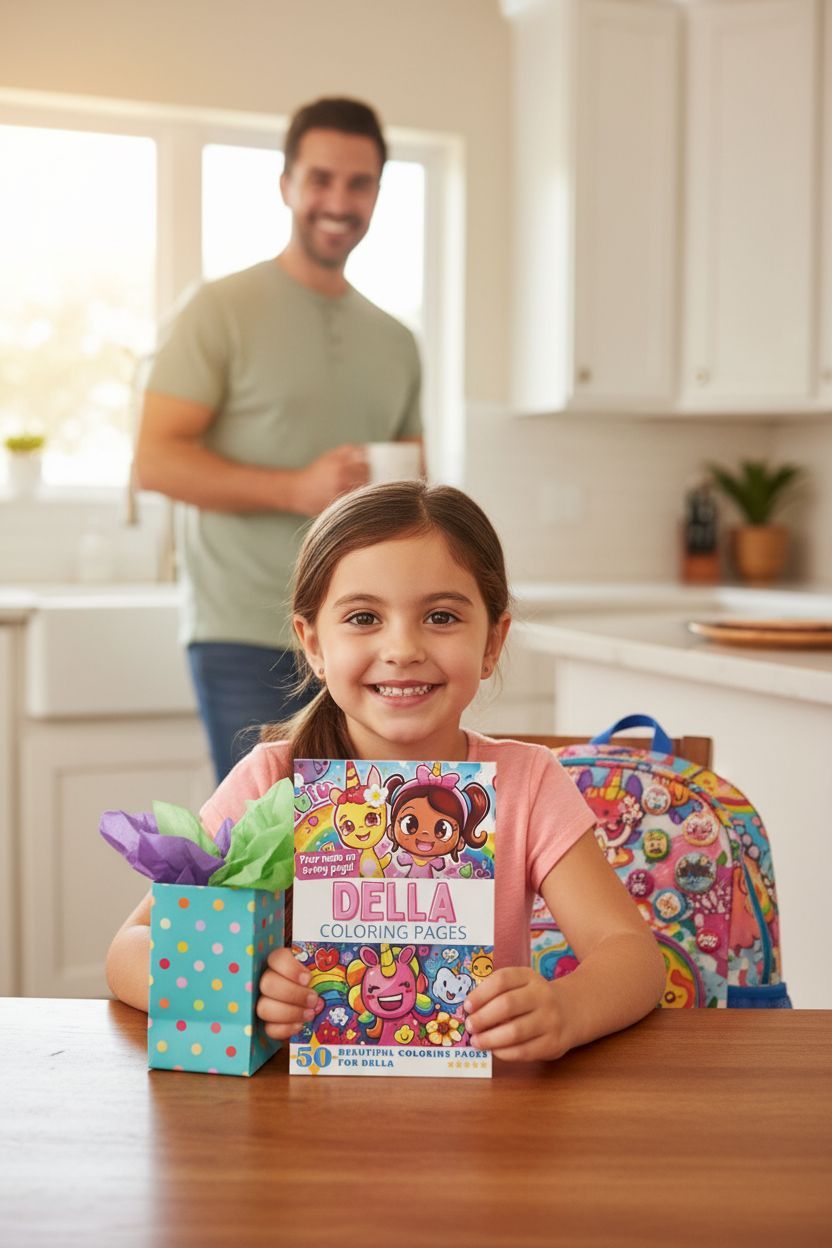 Della coloring book in use