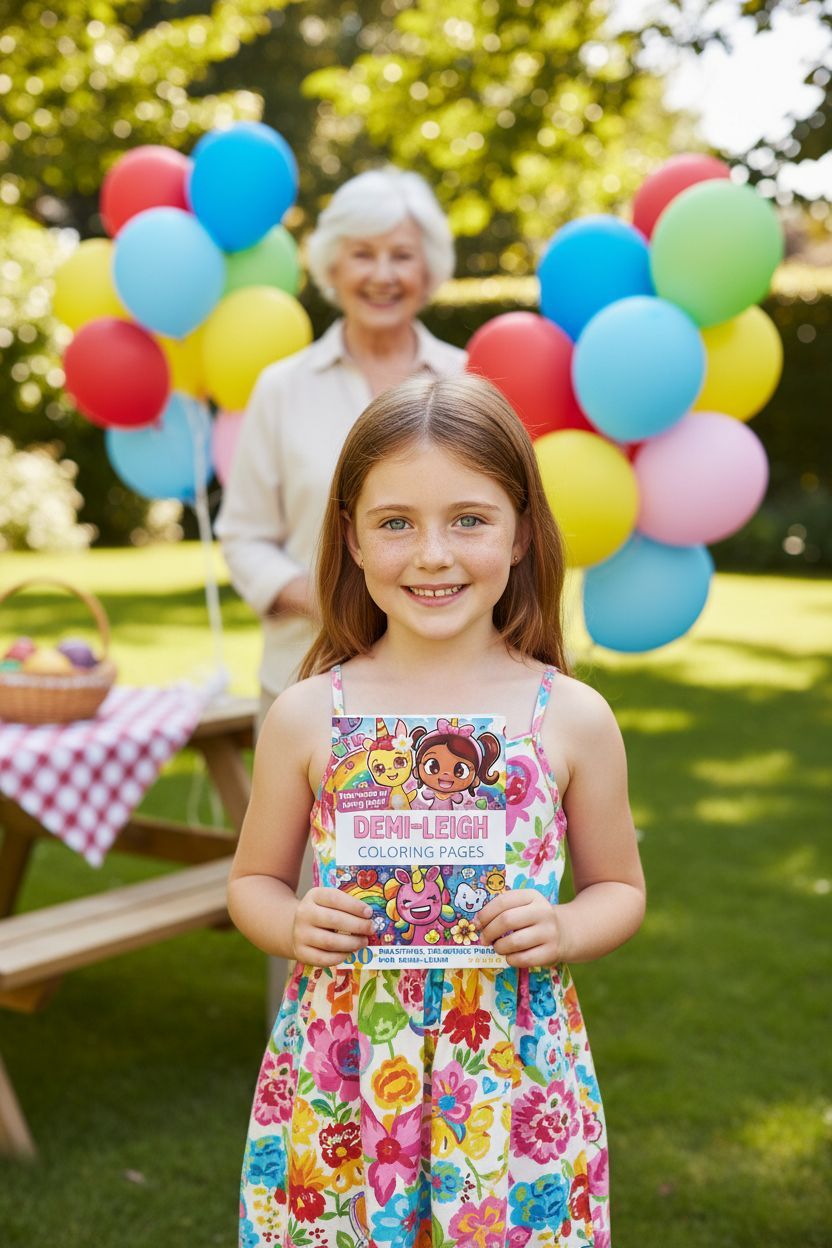 Demi-Leigh coloring book in use